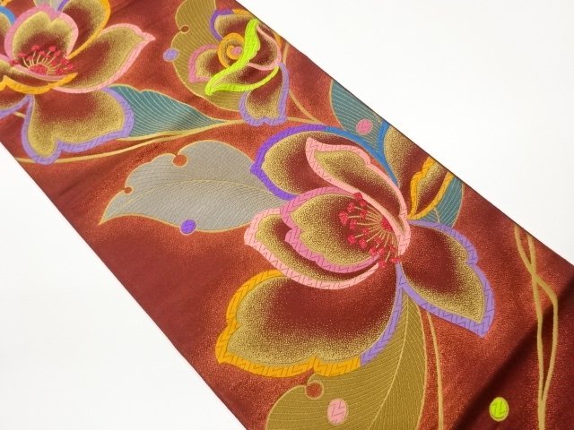 JAPANESE KIMONO / FUKURO OBI / WOVEN FLOWER / JURAKU